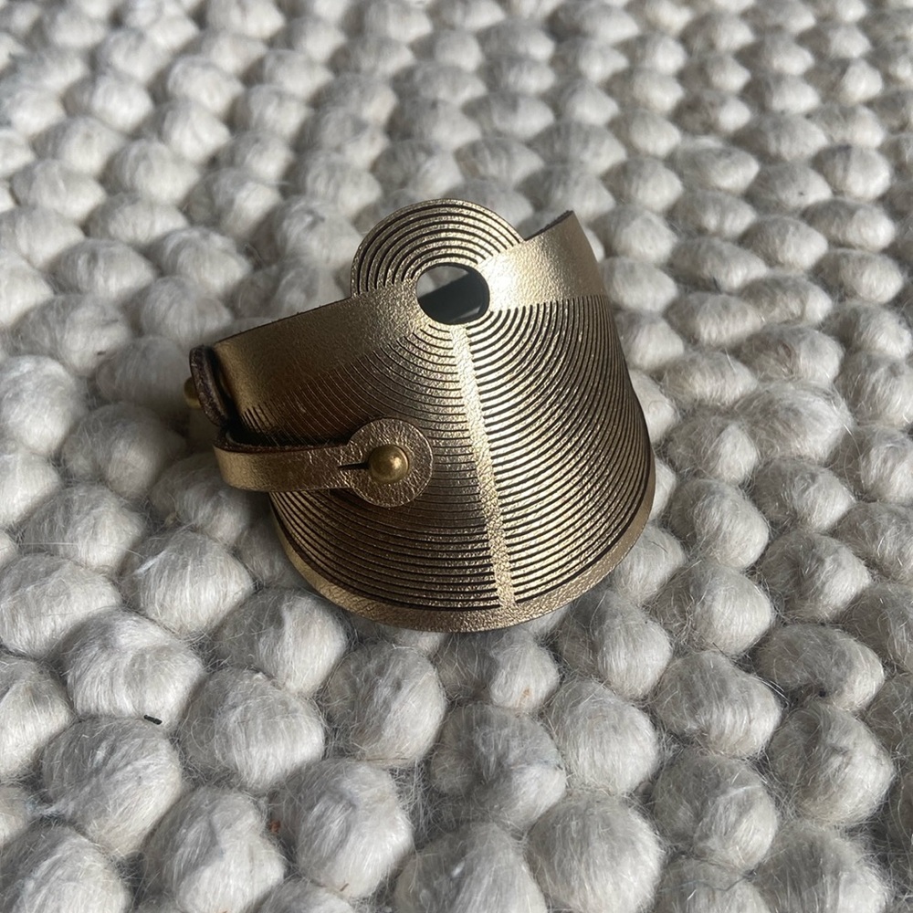 Karole Mazeika Metallic Leather Cuff Bracelet